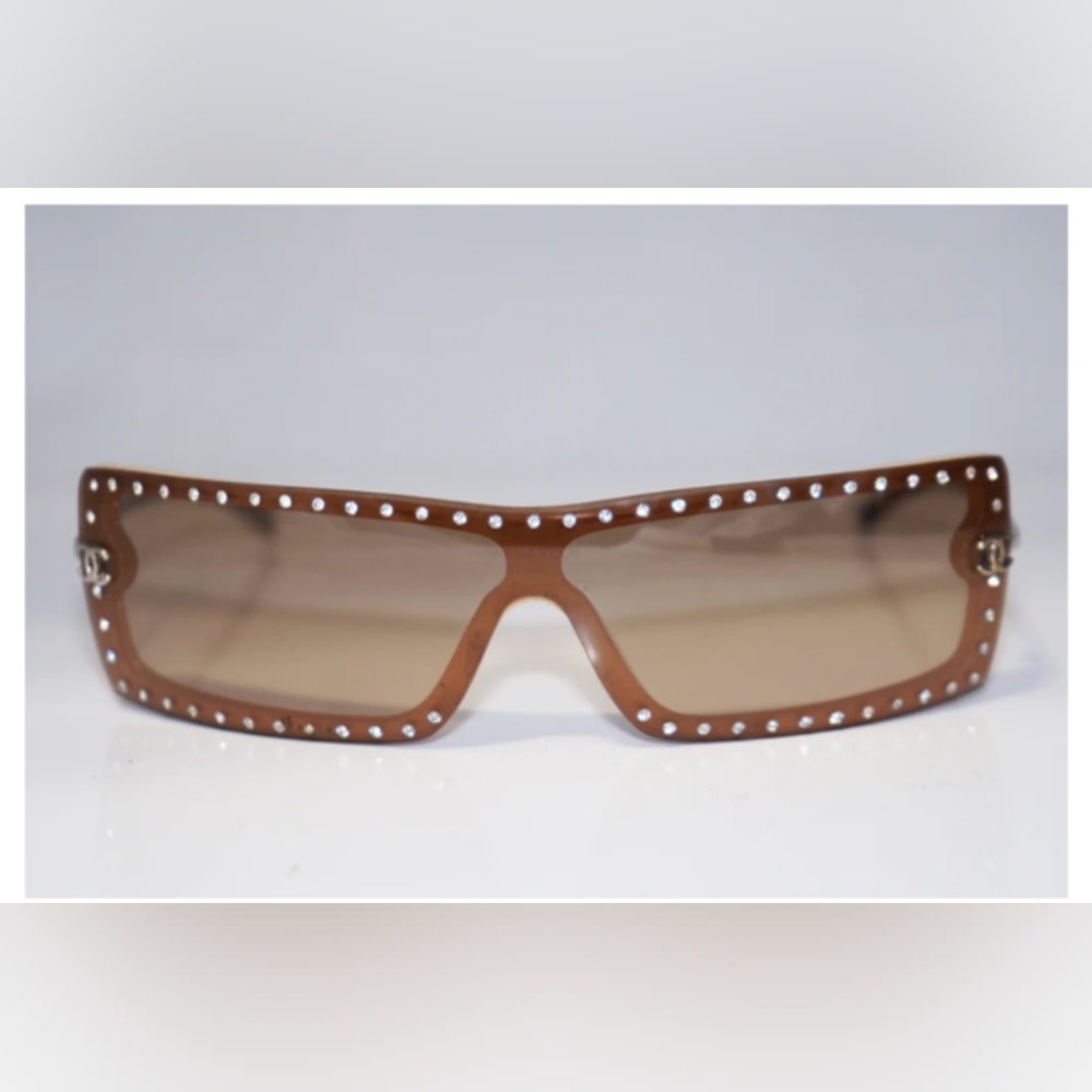 Chanel Diamond Studs Vintage Shield Sunglasses